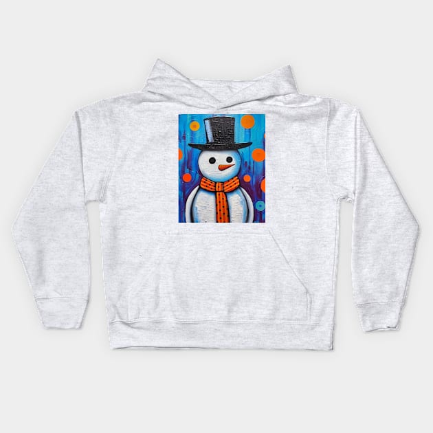 Pop Art Snowman Kids Hoodie by Unboxed Mind of J.A.Y LLC 